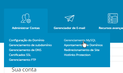 Painel de Controle DirectAdmin Gerenciamento MySQL