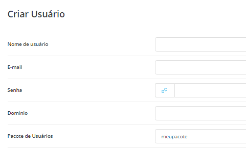 Inserir Dados da Conta - Revenda Hospedagem Directadmin