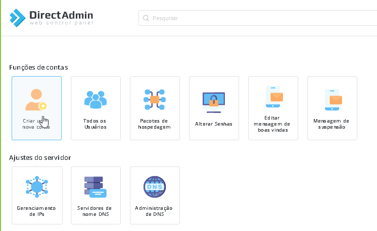 Criar Contas de Hospedagem - Revenda DirectAdmin